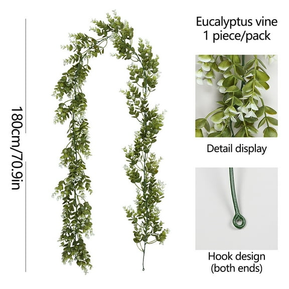Luxcidy 70.9" Simulated Rattan, Artificial Ivy Vines for Spring Home Front Door Festival Party Indoor Outdoor Wall Garden Decor (A)
