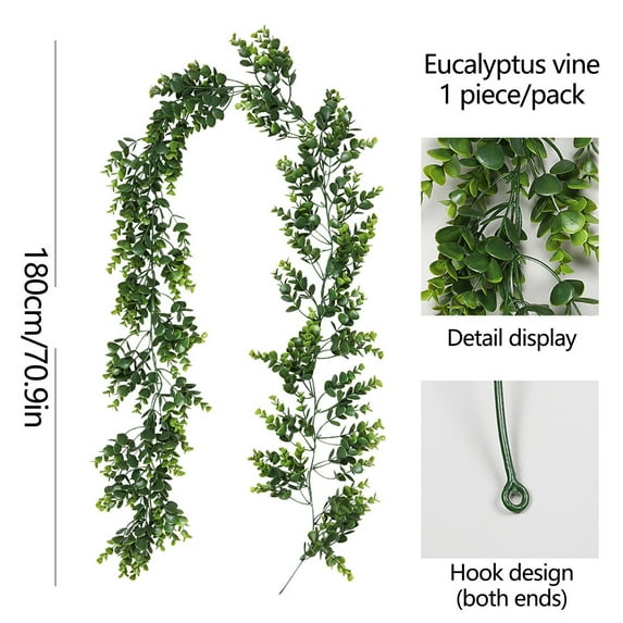 Luxcidy 70.9" Simulated Rattan, Artificial Ivy Vines for Spring Home Front Door Festival Party Indoor Outdoor Wall Garden Decor (B)