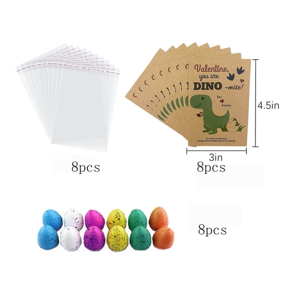 Luxcidy 8PCS Dinosaur Hatching Card Kids Gift, Growing Dinosaur Water Card, Classroom Party Exchange, Unique School Activity For Toddler Boy Girl Holiday Celebration (D)