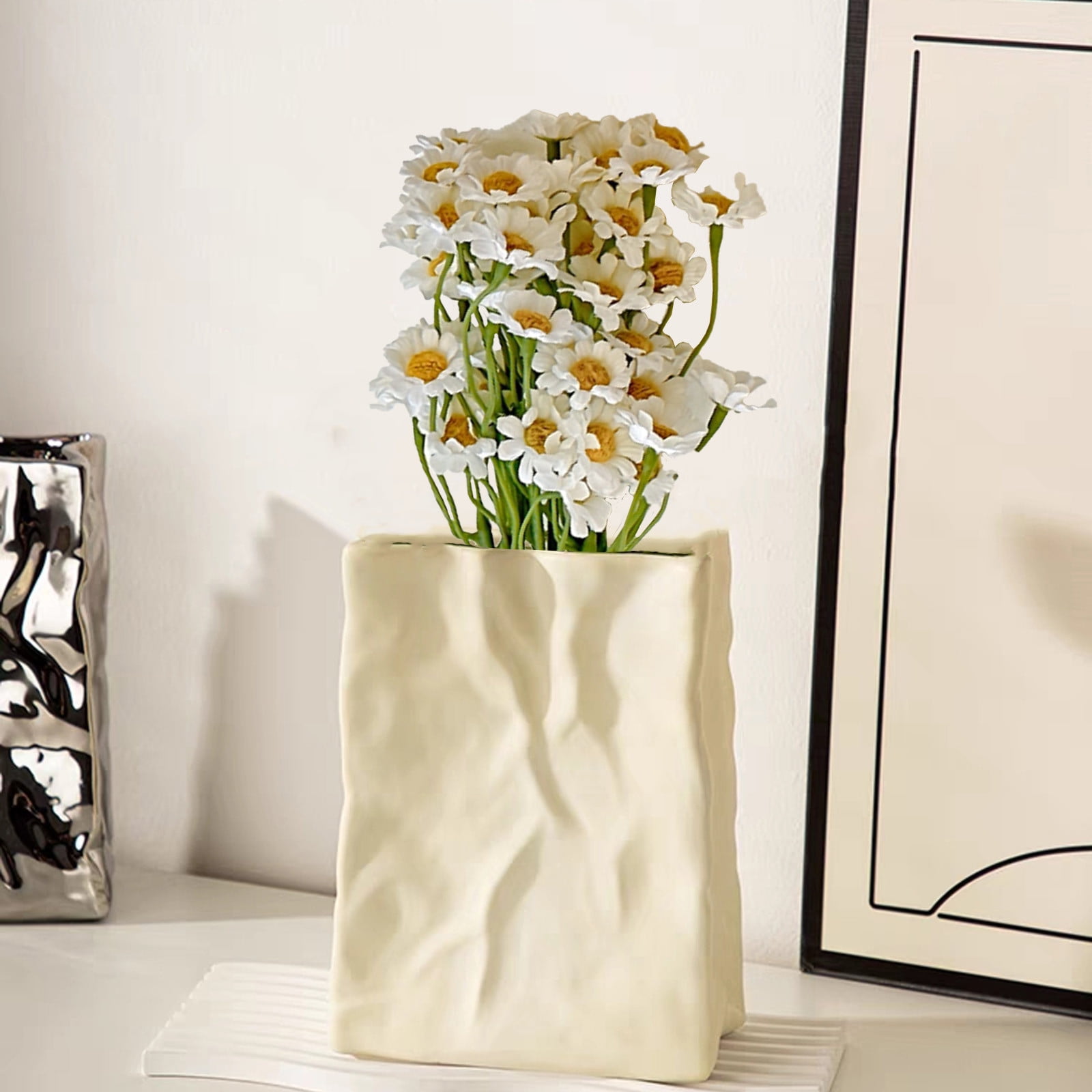 Luxcidy Artificial Chamomile, Fake Daisy Faux Flowers for Home Kitchen ...