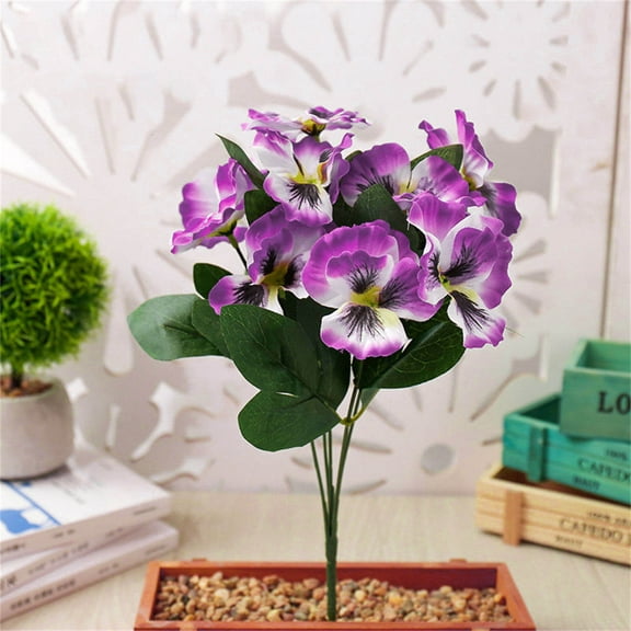 Luxcidy Artificial Pansy Flowers, Silk Pansy Flowers for Indoor Home Wedding Decoration (Rose Red)