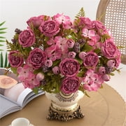 Luxcidy Artificial Silk Ranunculus Flowers, Blooming Peonies Real Looking Foam Fake Peony with Stems, for Home, Garden, Wedding, Party & Festival Decorations, DIY Flower ArrangementsDeep Pink