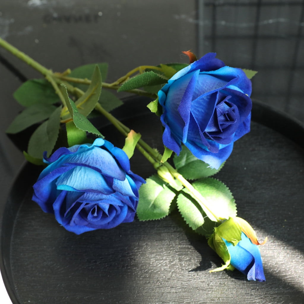 Luxcidy Artificial Silk Rose Flower Single Stem Lifelike Vintage Fake ...