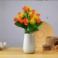 thumbnail image 1 of Luxcidy Artificial Tulip Silk Flowers, 14.17" Long Fake Tulip Flower Bushes for Wedding Home Decor, Faux Roses Decor (Orange), 1 of 6