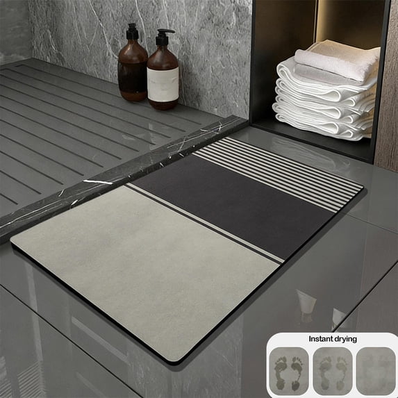 Luxcidy Bath Mat, Stone Bath Mat Diatomaceous Earth Bath Mat, Non Slip, Quick Dry, Stain Resistant Bath Mat Rug for Bathroom Floor, Easy Care Shower Rug for Outside Bathtub, 15.75x23.62in (C)