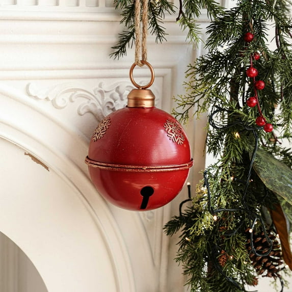 Luxcidy Big Christmas Jingle Bells Decorations, Christmas Double Bells Decoration Iron Atmospheres Large Ornaments Layout Christmas Tree Creatives Pendant for Xmas Holiday Tree Doorway Home Garden