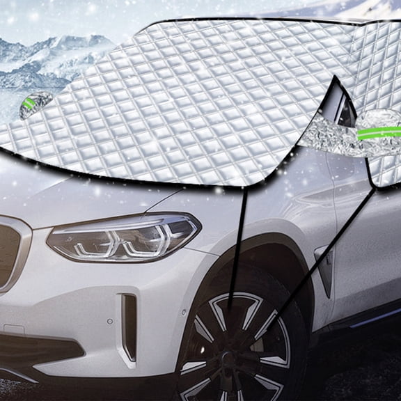 Luxcidy Car Snow Cover, Anti Frost Winter Windshield Cover, Thick Semi Snow Protector, For Vehicle Protection Front Windshield Ice Shield with Elastic Hooks for Winter