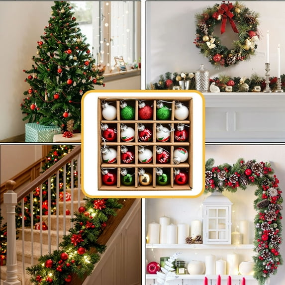 Luxcidy Christmas Glass Ball Ornaments, Glass Christmas Ornaments Balls Shiny Christmas Balls Tiny Tree Hanging Decoration Small Colorful Ball Pendant for Xmas Party Supplies