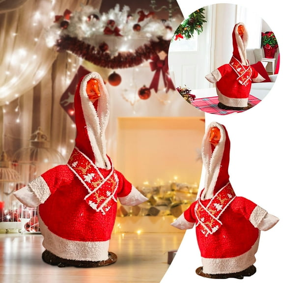 Luxcidy Christmas Gooses Clothes, 23 Inches Claus Dresses Goose Outfit Clothes, Plastic Goose Porch Yard Goose Costume for Lawn Outdoor Garden Patio Statue Xmas Santa Holiday Decor