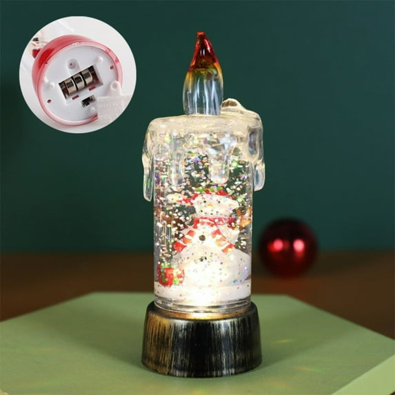 Luxcidy Christmas Tabletop Decor, Snow Globe Water Spinning LED Lighted Candle with Santa(Snowman)