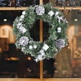 thumbnail image 1 of Luxcidy Christmas Wreath, Christmas Door Wreath, Norfolk Pine Wreaths for Front Door, Christmas Wreath with Pinecones, Bells and Red Berries for Home Wall Window Porch Indoor Outdoor Decor, 1 of 6