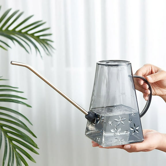 Luxcidy Clear Plant Watering Can - Indoor Transparent Watering Can with Long Mouth for Indoor Plants,Home Retro Decorations (Gray)