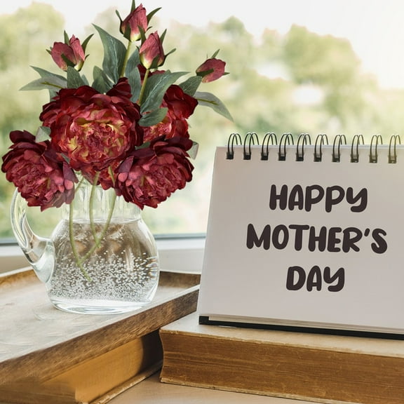 Luxcidy Coated Fabric Artificial Flower, 4 Head Burnt Peony Style Fake Blooms for Wedding Bouquet, Home Vase Filler, Party Centerpiece Decoration (Hot Pink)