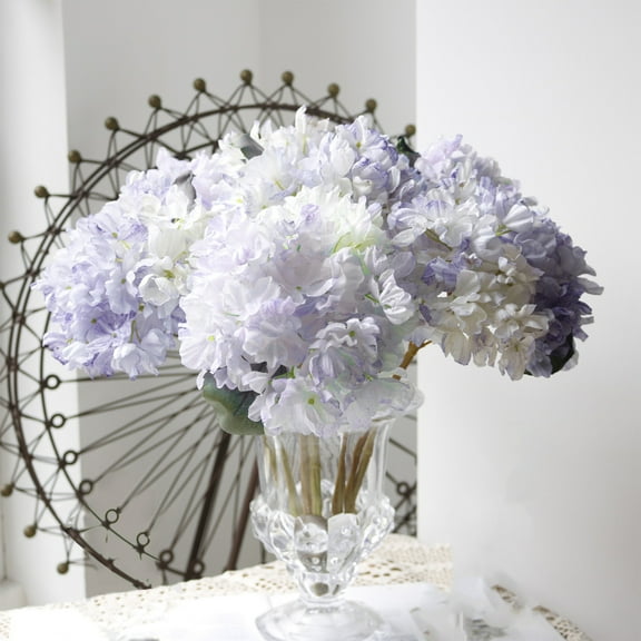 Luxcidy Coral Hydrangea, Artificial Flowers Bouquet, Vintage Flower with Stems Elegant Floral Plant Decoration for Wedding Centerpieces Homekitchen Table Arrangements (Purple)