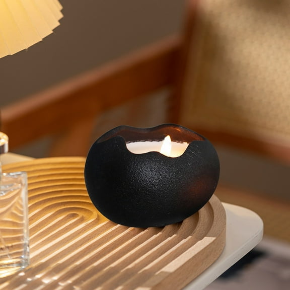 Luxcidy Cute Easter Egg Votive Candle Holders, Ceramic Tea Lights Candle Holder for Birthday Party Baby Shower Table Centerpieces Easter Decorations Gift(Black)