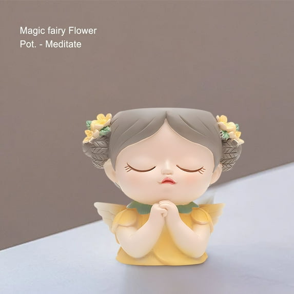 Luxcidy Face Planter Pot - Face Flower Pots for Indoor and Outdoor Plants - Cute Small Fairy Succulent Plant Pot - Resin Head Planter Pots with Drainage Hole - Plant Vase for Home Decor (A)