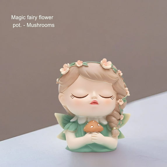 Luxcidy Face Planter Pot - Face Flower Pots for Indoor and Outdoor Plants - Cute Small Fairy Succulent Plant Pot - Resin Head Planter Pots with Drainage Hole - Plant Vase for Home Decor (C)