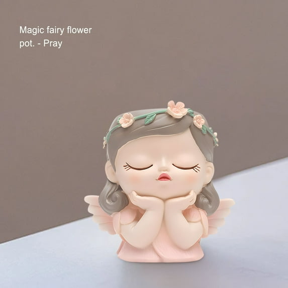 Luxcidy Face Planter Pot - Face Flower Pots for Indoor and Outdoor Plants - Cute Small Fairy Succulent Plant Pot - Resin Head Planter Pots with Drainage Hole - Plant Vase for Home Decor (B)