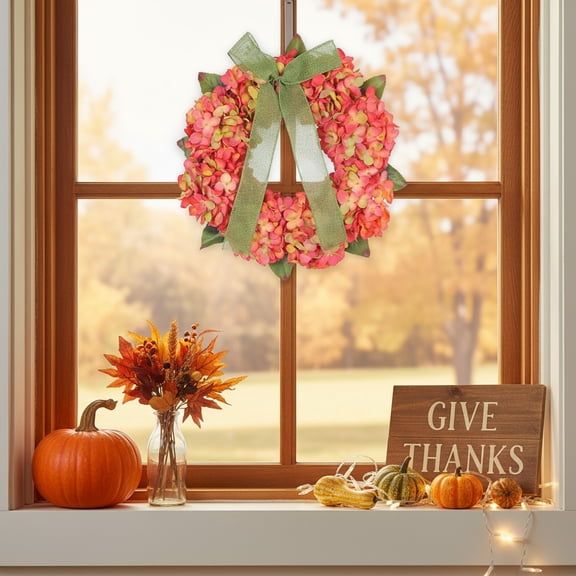 Luxcidy Fall Wreath Autumn Maple Leaf Gratitude, Grapevine Door Hanger for Front Door, Thanksgiving Decorations Home, Wall Window Welcome Sign Ornament
