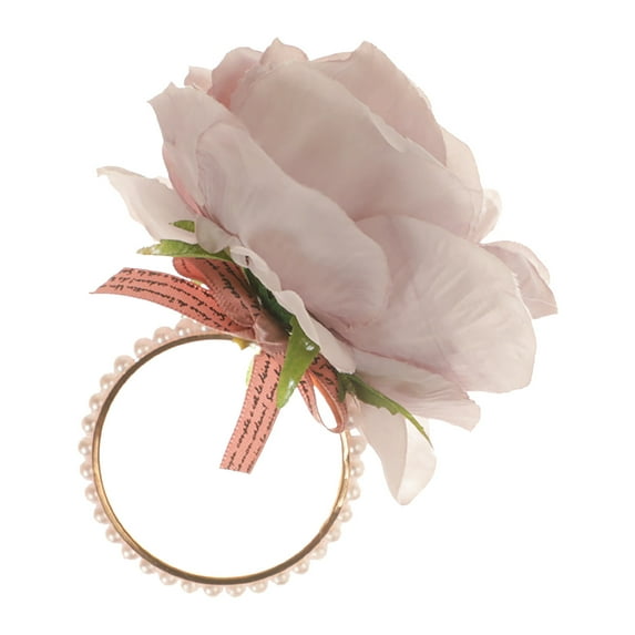 Luxcidy Flower Napkin Rings Holder Metal Rose Gold Napkin Rings, Rose Flower Napkin Rings Set, Artificial Floral Serviette Holders for Holiday Party Dinner Wedding Dining Table Decoration(Purple)