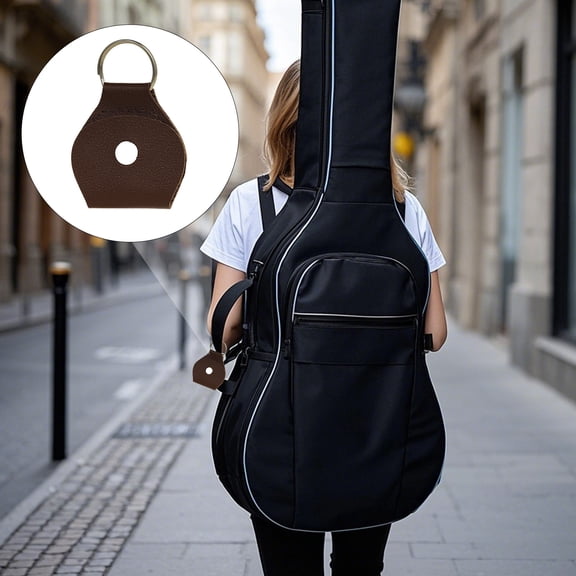 Luxcidy Guitar Pick Keychain Holder, Leather Coin Quarter Holder Keychain, Portable Pick Holder for Musicians Guitarists Music Accessories Gift (Khaki)