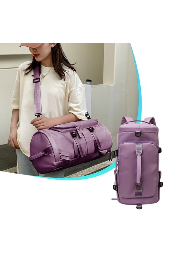 Gym Bag with Shoes Compartment, Large Gym Bag for Men Women, Sports Gym Bag with Wet Pocket & Shoes Compartment, Swimming Equipment Backpack Bag, for Dirty Yoga Gym Clothes(Purple)