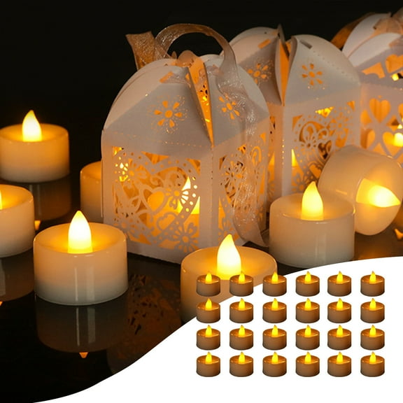 Luxcidy Halloween Orange LED Tea Lights Candles, 24 Pack Battery Operated Flameless Tea Lights, Long Lasting Colored Tealights Candles for Christmas, Holiday Decor, Theme Party, Table Decor(C)