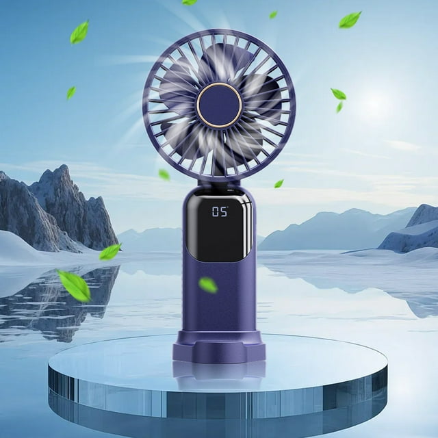 Luxcidy Handheld Small Fan,Blue, Portable Folding Silent Desktop Fan