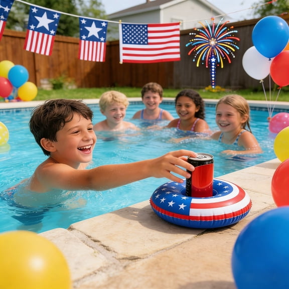Luxcidy Inflatable Beverage Cooler for Independence Day Parties, BBQ Picnic and Events, Summer Pool Party Decorations, Plastic Ice Bucket, Multicolor