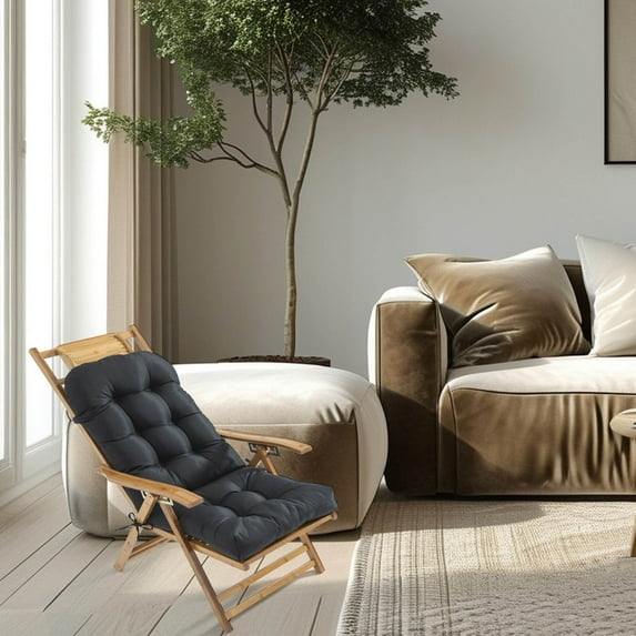 Luxcidy Lounge Chair Cushions, Lounge Cushion 43.31 x 19.69 Inch Indoor Outdoor Patio Chaise Pad Replacement Rocking Mat for Outdoor Furniture(Black)