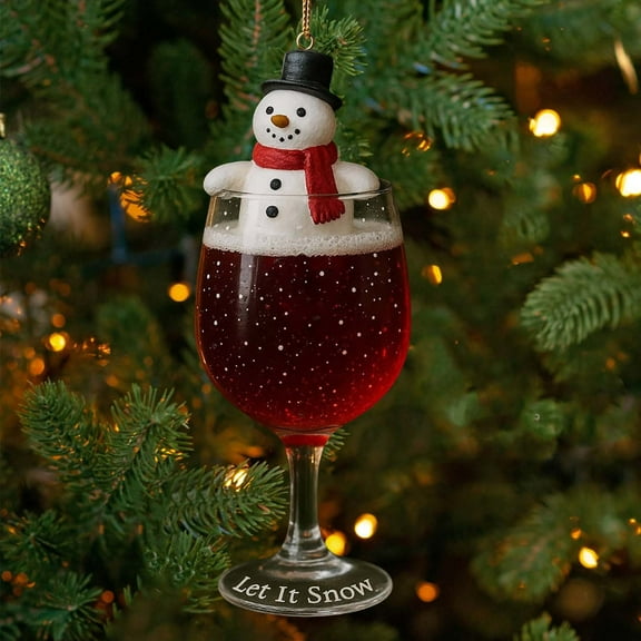 Luxcidy Metal Cocktail Christmas Ornaments, Small Drink Glass Blown Ornaments or Christmas Tree Decoration, Funny Adult Beverages Decoration for Xmas Gift Holiday Party Favor(C)