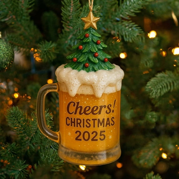 Luxcidy Metal Cocktail Christmas Ornaments, Small Drink Glass Blown Ornaments or Christmas Tree Decoration, Funny Adult Beverages Decoration for Xmas Gift Holiday Party Favor(A)