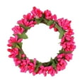 thumbnail image 1 of Luxcidy Mini Candle Rings Wreaths Berry Twig Wreath 4 inch Center Candle Holders Artificial Greenery Wreath Farmhouse Wreath for Door Wall Window Decor(Pink), 1 of 2