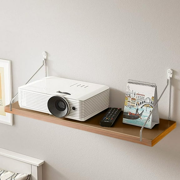 Luxcidy No-drill Wall Shelf Bedside Wall-mounted Shelf Coffee, for Living Room, Wall-mounted Projector And Router Shelf
