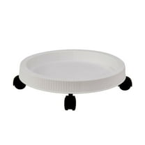 Luxcidy Plant Pallet Caddy with Wheels,13inch Planter Trolley,Rolling Plant Stand Pot Trolley,Wheeled Planter Saucer Tray for Indoor Outdoor (White)