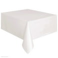 thumbnail image 1 of Luxcidy Plastic Tablecloths, 1 Pack, Disposable Table Covers, 6ft x 4.5ft, Shower Party Tablecovers, White Table Cloths for Birthday Wedding Parties 8 ft Rectangle Table Use, 1 of 1