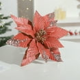 thumbnail image 1 of Luxcidy Poinsettia Christmas Flowers Decoration, Gold Powder Sequin Velvet Christmas Flower, Artificial Red Gold Poinsettia Christmas Tree Ornaments Glittery for Xmas New Year Wedding Party, 1 of 5