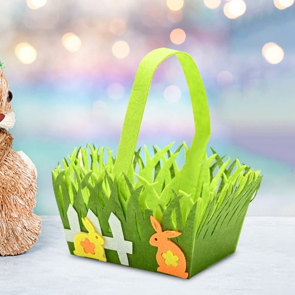 Luxcidy Portable Non-Woven Basket Decoration Easter Basket, Easter Basket Small Chick Basket Easter Egg Hunting Basket Gift Candy Bags for Party Decorations