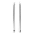 thumbnail image 1 of Luxcidy Real Wax Flameless Taper Candles Battery Operated, 10.8” Tall LED Flickering Flameless Candlesticks with 3D Wick, 2 Pcs Electic Candles for Wedding Table Party Decor (Silver), 1 of 8