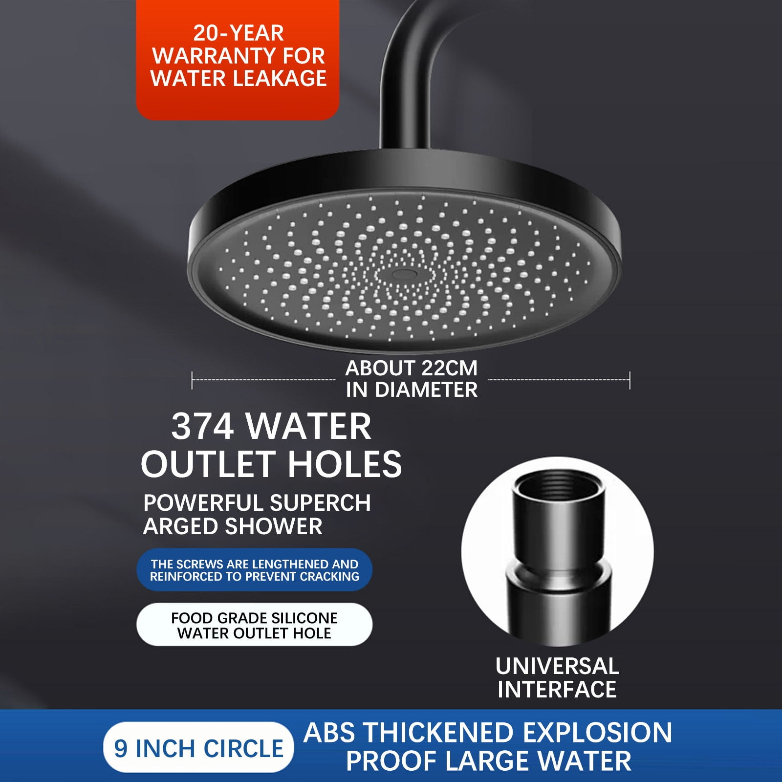 Luxcidy Retrofit Rain Shower Heads System with 9 Inch Shower Head 2