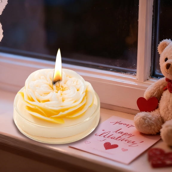 Luxcidy Rose Scented Candle Yellow, February 14 Festive Gift, for Romantic Ambiance, Birthday Aromatic Gift
