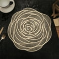 thumbnail image 1 of Luxcidy Round Rose Gold Placemats, Rose Flower Shaped Place Mats Pressed Vinyl Elegant Tablemats, Easy to Clean Premium Plastic Mats for Dining, Kitchen Table, 15 inchs (Gold), 1 of 6