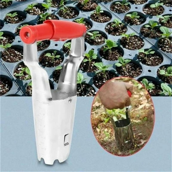 Luxcidy Seedling Transplanter, 23 cm Height Iron Bulb Planter with Mark for Planting Seeds and Transferring Seedlings (Red),1PCS