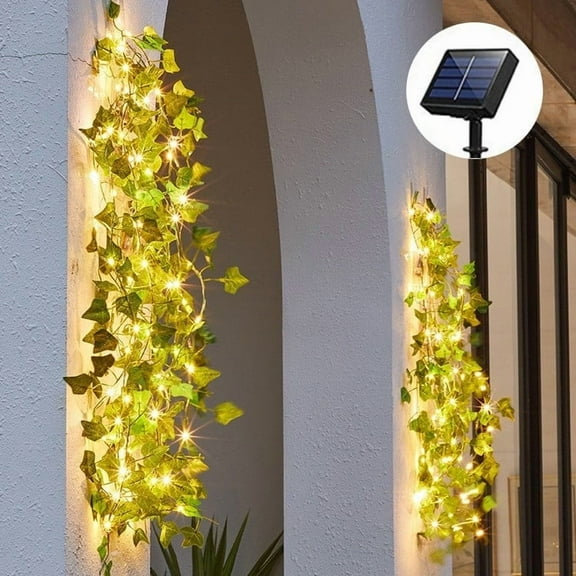 Luxcidy Solar Fairy Lights Outdoor, 6.56Ft Solar String Lights with Ivy, Solar Plant Vine Lights for Camping Outside Garden Yard Fence Wall