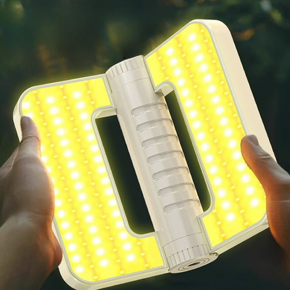 Luxcidy Solar Searchlight, Portable Multi-functional Solar Powered Lantern & Floodlight for Camping, Emergency, Outdoor Work, Rechargeable Foldable Lighting Equipment (White)