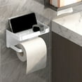 thumbnail image 1 of Luxcidy Wall Mounted Toilet Paper Holder White, Self-Adhesive Rustproof Plastic Bracket, Space-Saving Bathroom Organizer for Tissue Rolls, 1 of 6