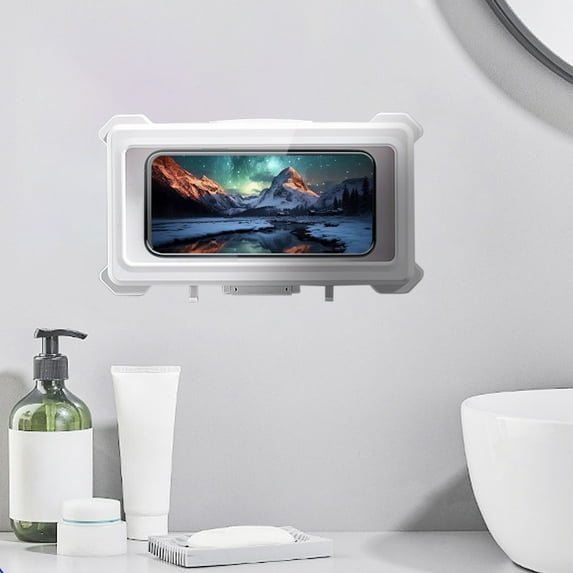 Luxcidy Waterproof Shower Phone Holder with 360° Rotation, Bathroom Waterproof Case Shower Holder, Anti Fog High Sensitivity Phone Case Mount Box for Bathroom Wall, Mirror, Bathtub, and Kitchen