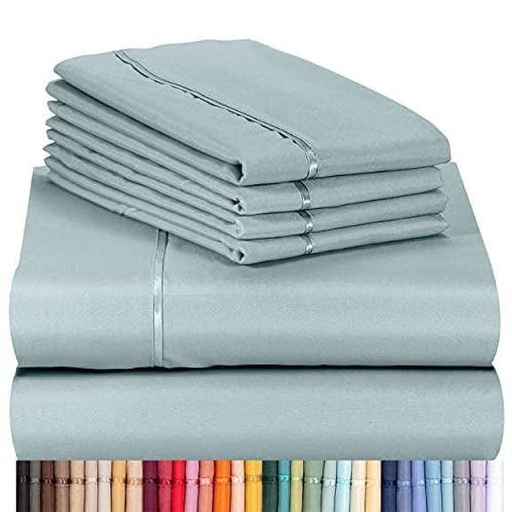 Luxclub Cooling 4 piece Microfiber Bed Sheets & Pillowcases, Twin - Light Teal, High Thread Count 1800 Series, Extra Deep Pocket Wrinkle Free Breathable Sheet Sets