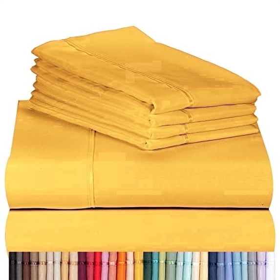 Luxclub Twin Cooling Sheets Set, Soft Microfiber Bed Sheet with Deep Pockets and Wrinkle Resistant Fabric, Medallion Gold, 4 Piece