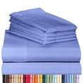 thumbnail image 1 of Luxclub Cooling 4 piece Microfiber Bed Sheets & Pillowcases, Twin - Violet Blue, High Thread Count 1800 Series, Extra Deep Pocket Wrinkle Free Breathable Sheet Sets, 1 of 7